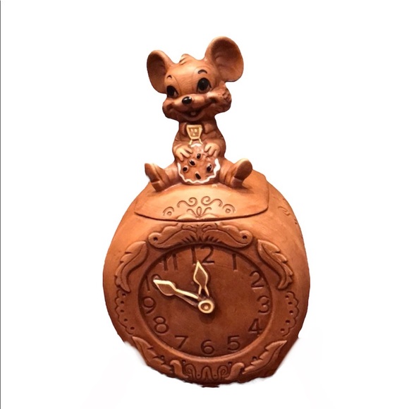 {TWIN WINTON} Vintage Cookie Jar Mouse on Clock 🕰 EUC 1960’s Cookie Time SIGNED - Picture 2 of 6